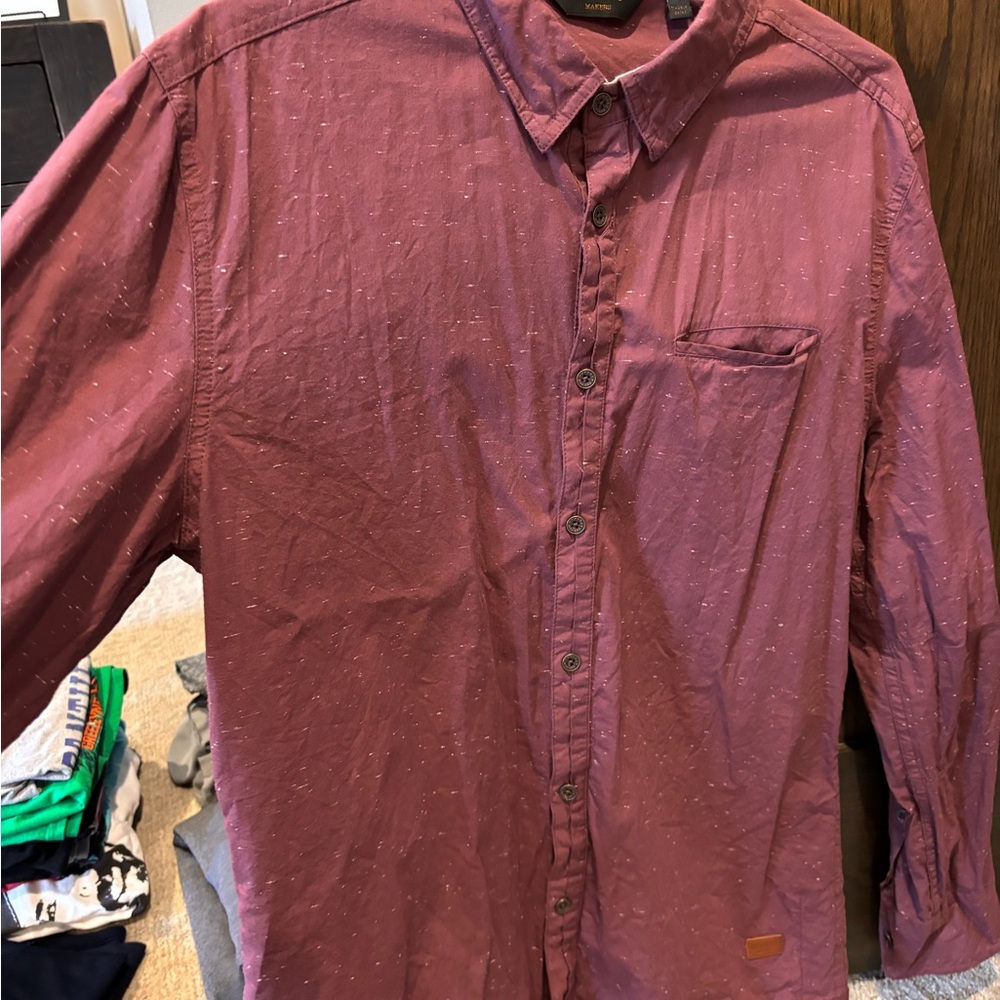 Men's Burgundy Button-Up Shirt